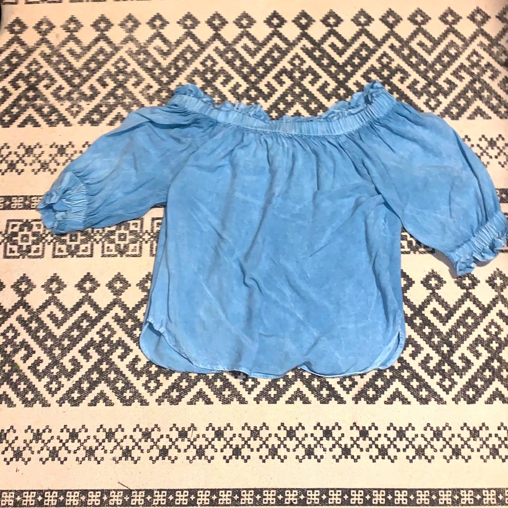 Blue Off the Shoulder Top